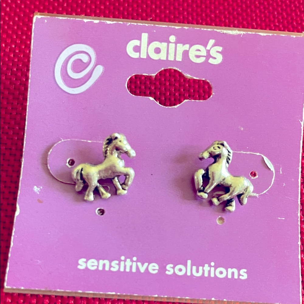 Claire's Silver Horse Stud Earrings